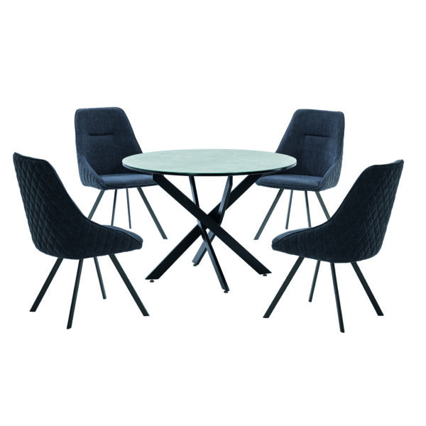 Ascot Linen Dining Chair Grey & Black
