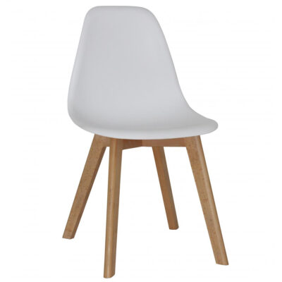 Belgium Plastic (PP) Chairs with Solid Beech Legs White