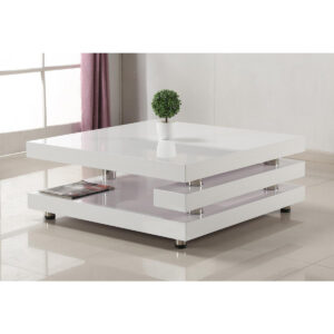 Borneo High Gloss Coffee Table White & Stainless Steel