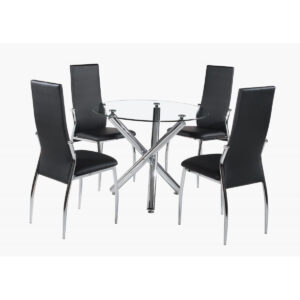 Calder Dining Table Chrome & Clear Glass