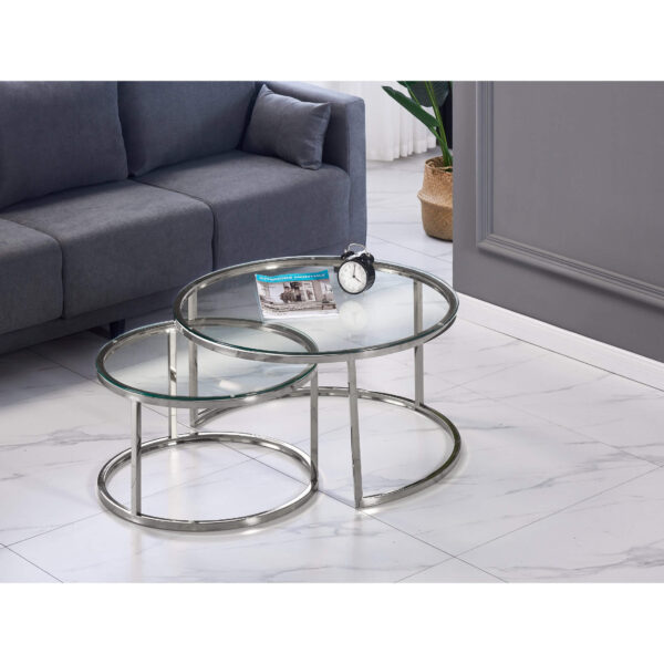 Clara Clear Glass Coffee Table Set