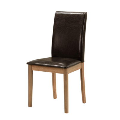 Healey PU Solid Rubberwood Chair Brown