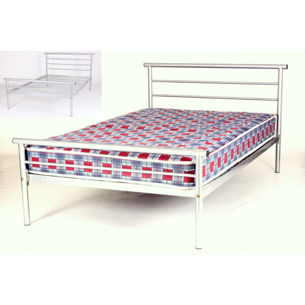 Hercules Contract Metal Bed 4 Foot Silver