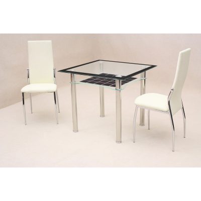 Jazo Dining Table with 2 Lazio Cream Chairs