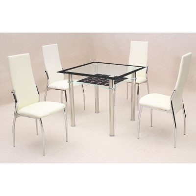 Jazo Dining Table with 4 Lazio Cream Chairs