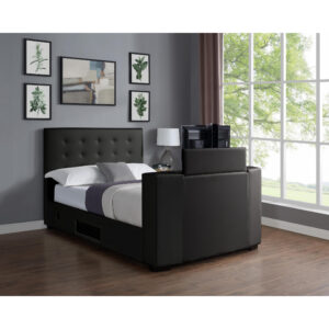 Marbella TV Bed PVC King Size Bed Black