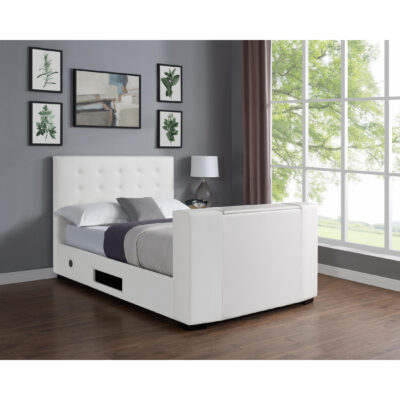 Marbella TV Bed PVC Double Bed White