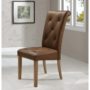 Nicole PU Solid Rubberwood Chair Brown Two Tone