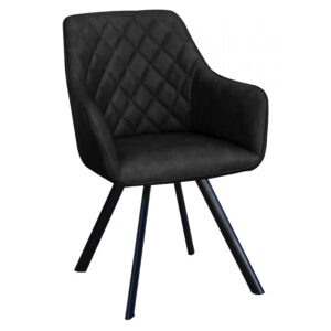 Pattingham Special PU Arm Chair Black with Black Metal Legs