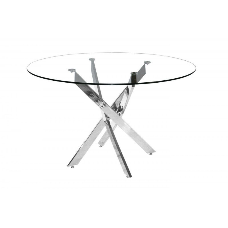 Samurai Dining Table Chrome & Clear – Heartlands Furniture Wholesale Ltd