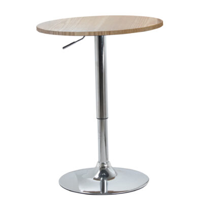 Zen Bar Table Natural Top with Chrome Base