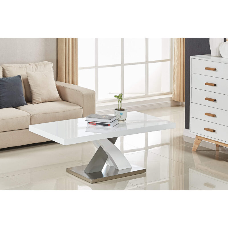 Zurich Coffee Table High Gloss White & Grey Heartlands Furniture