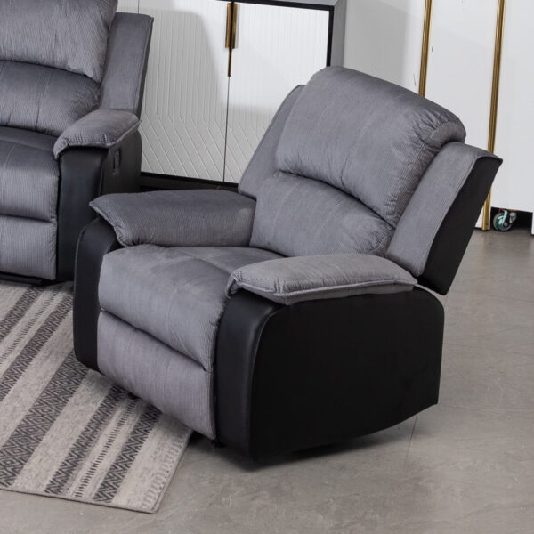 Earlsden Recliner Grey Fabric & Black PU 1 Seater