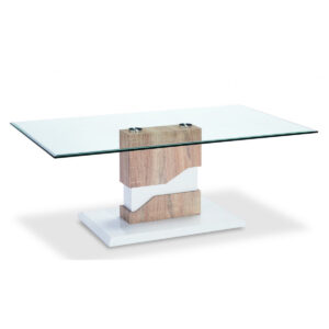 Milton Glass Coffee Table White & Natural