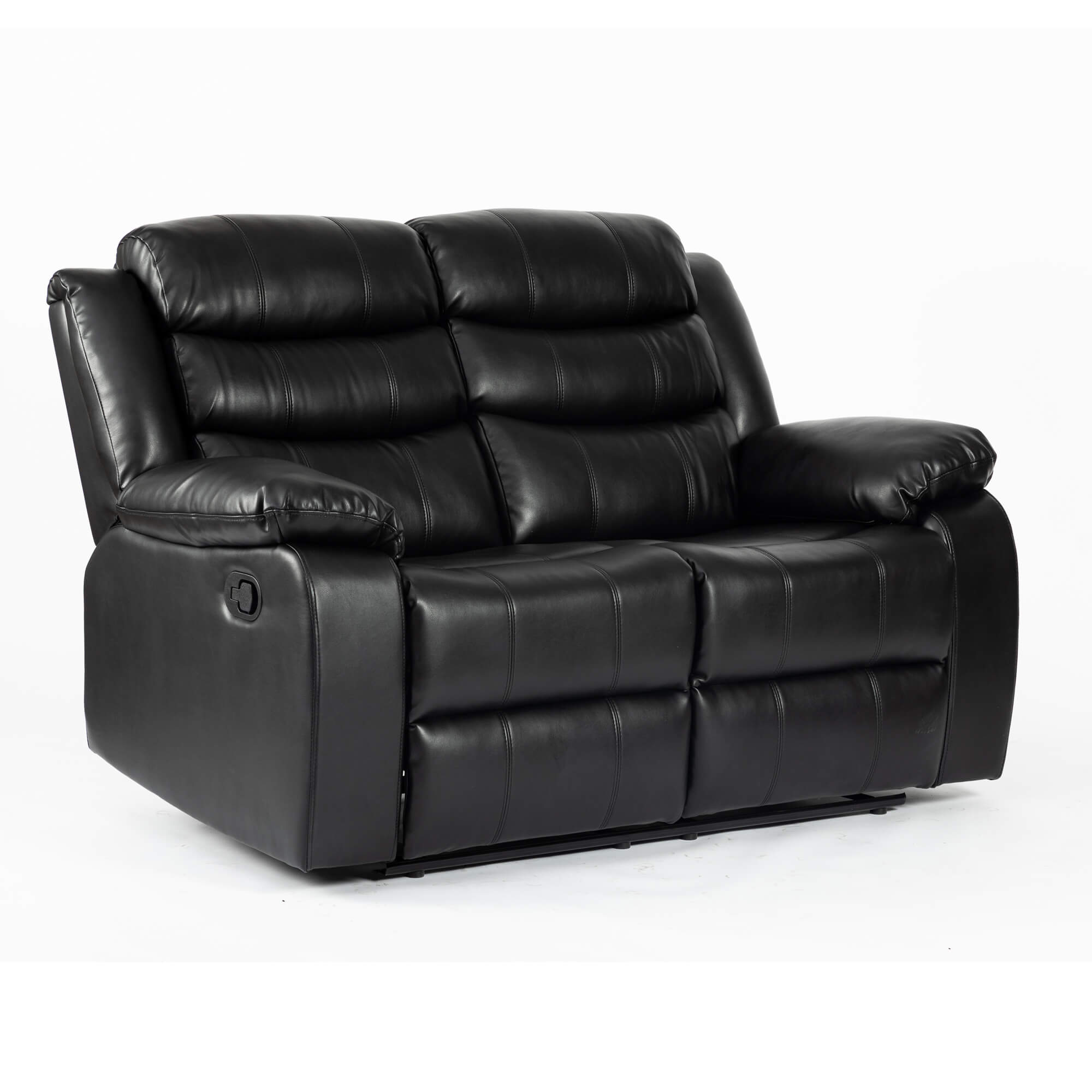 Turin Recliner Leather Aire 2 Seater Black – Heartlands Furniture ...