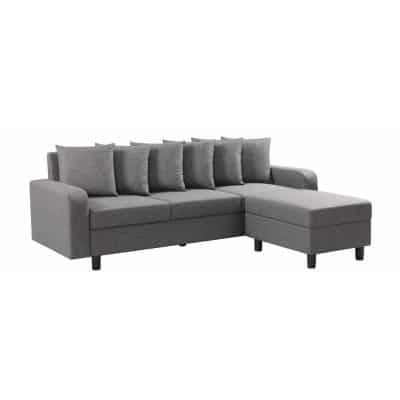 Civic Reversible Chase Sofa Fabric Grey RHS Facing