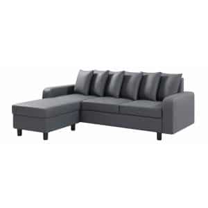 Civic Chase Sofa Leather Aire Grey